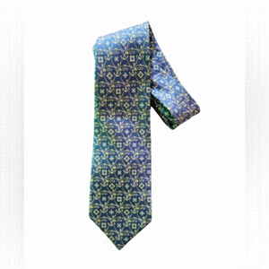 Loris Azarro Paris silk Ties colour blue yellow